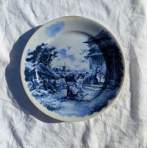 Delft Blue Holland Plate Sheep Shearing Scene